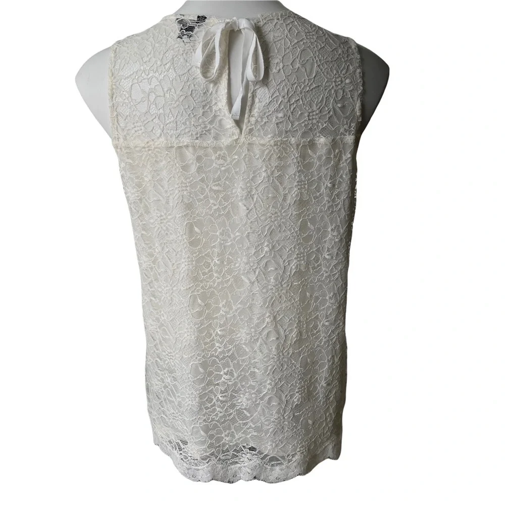 Ann Taylor Off White Tiered Lace Sleeveless Top - Picture 7 of 12